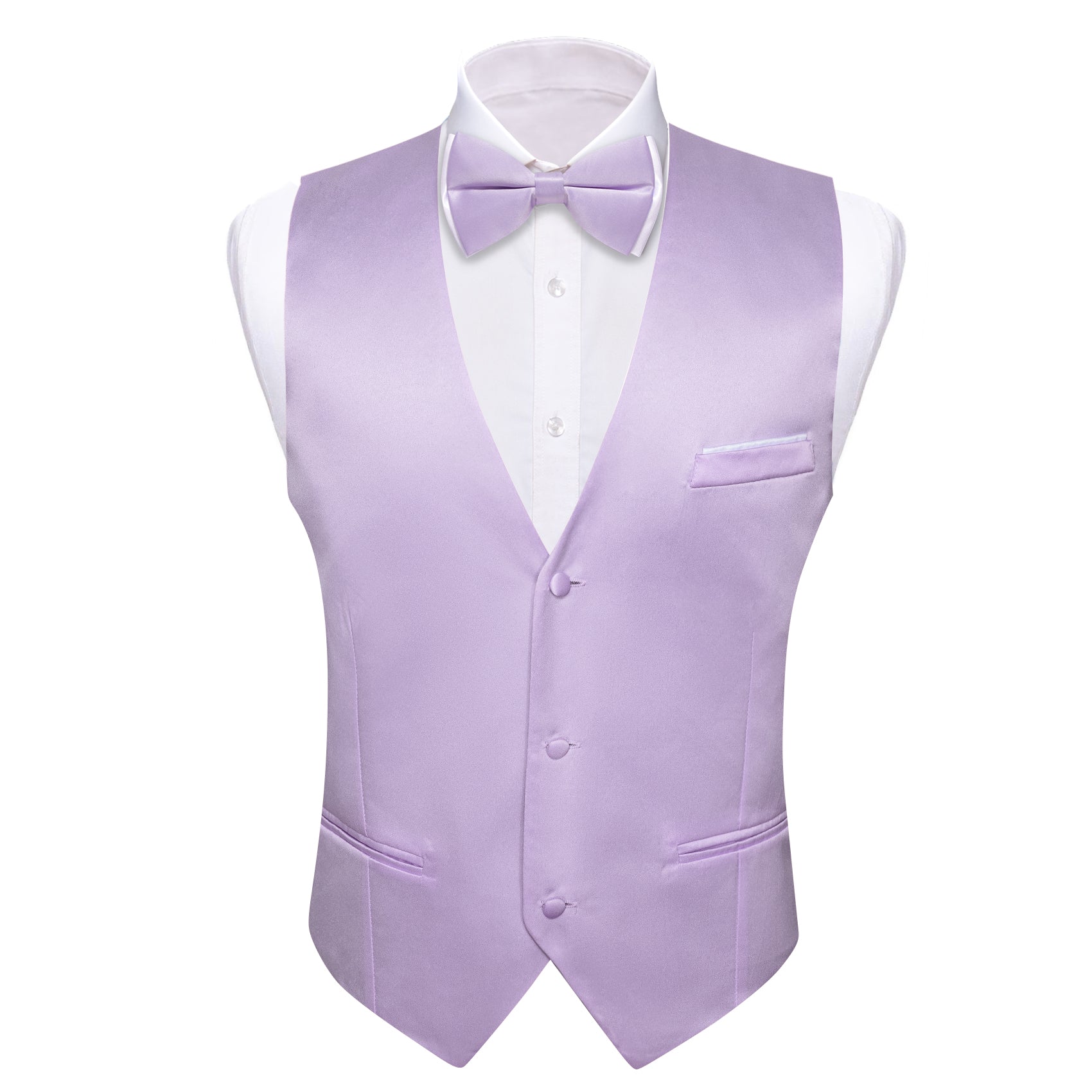 Light Purple white bowtie and mens vest suit
