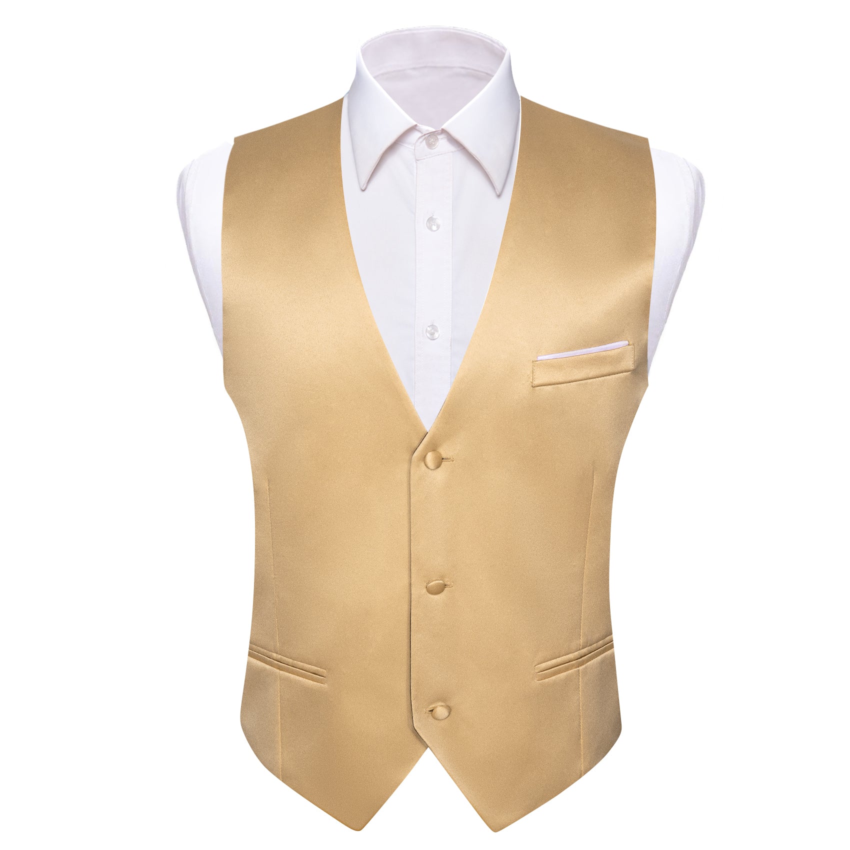 Gold Solid Silk Vest Bowtie Cufflinks Set