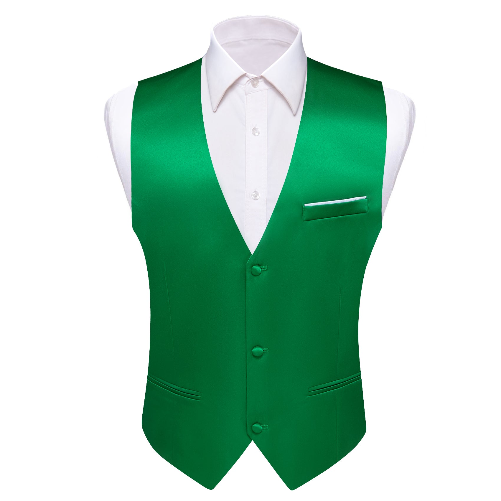 Barry.wang Men's Vest Lime Green Solid Silk Vest Bow Tie Set Business