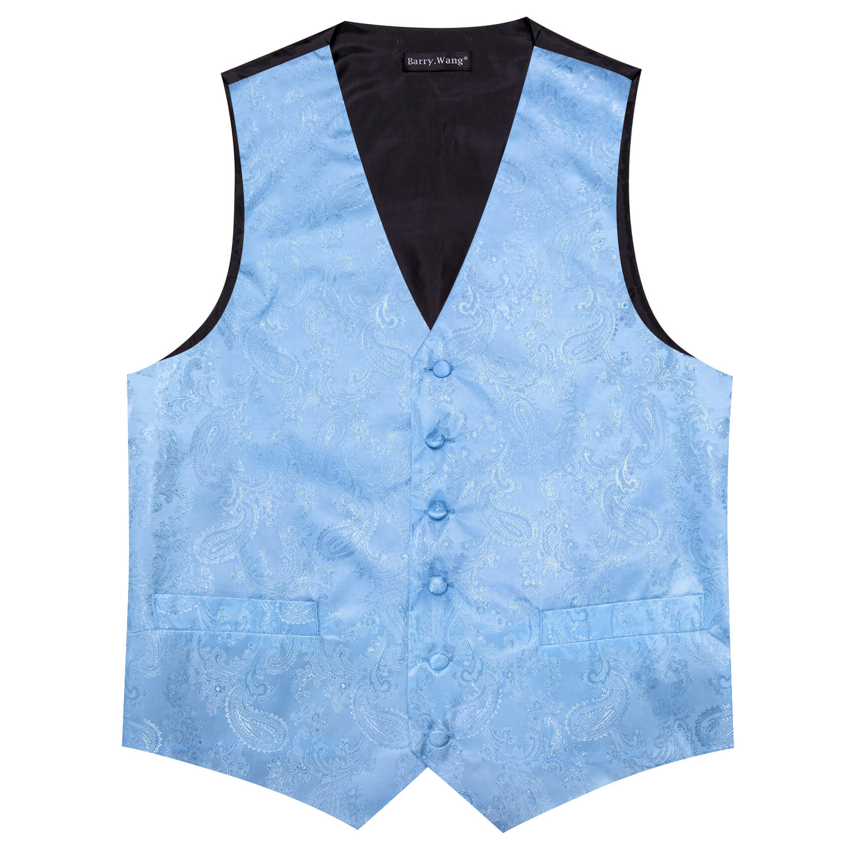 Barry Wang 5pcs Waistcoat Set LightSkyBlue Paisley Vest