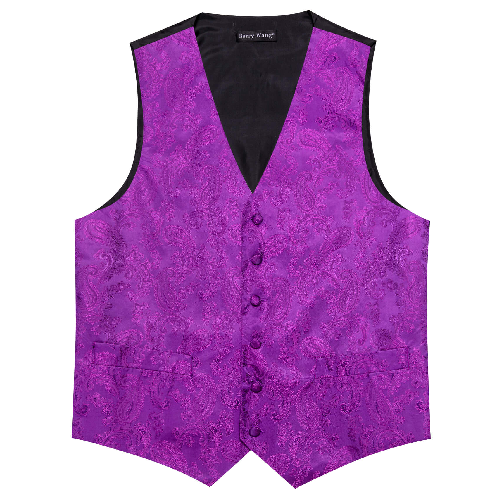 Barry Wang 5pcs Mens Waistcoat Set Purple Paisley Vest