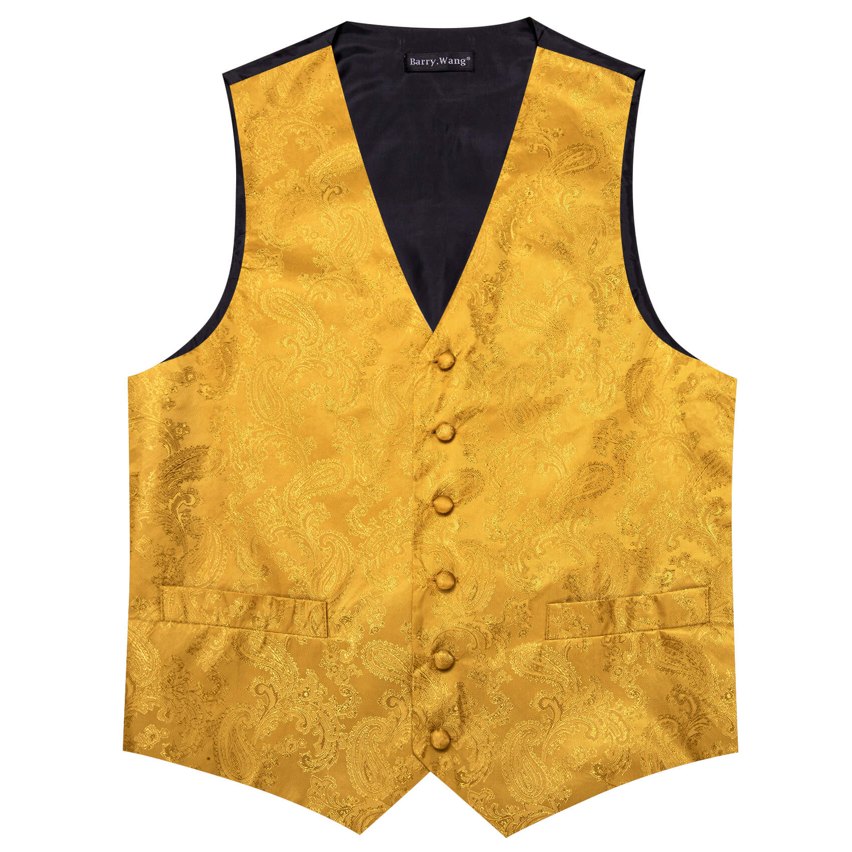 Barry Wang 5pcs Mens Waistcoat Set Sand Yellow Paisley Vest