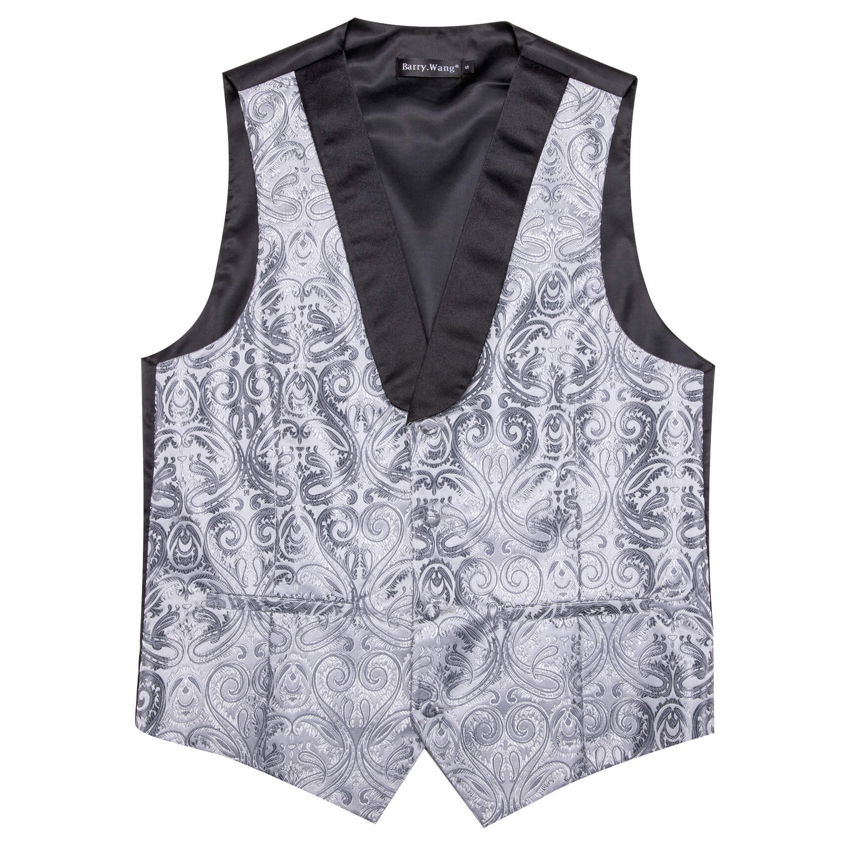 Barry.wang Shawl Collar Vest Dark Gray Paisley Silk Men's Vest Tie Set New Hot