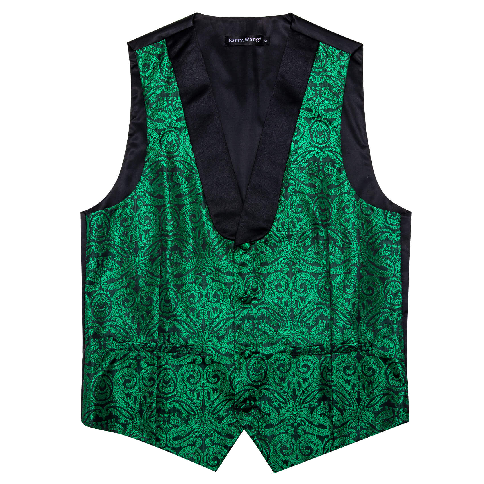 Barry.wang Shawl Collar Vest Forest Green Paisley Vest Tie Set for Men