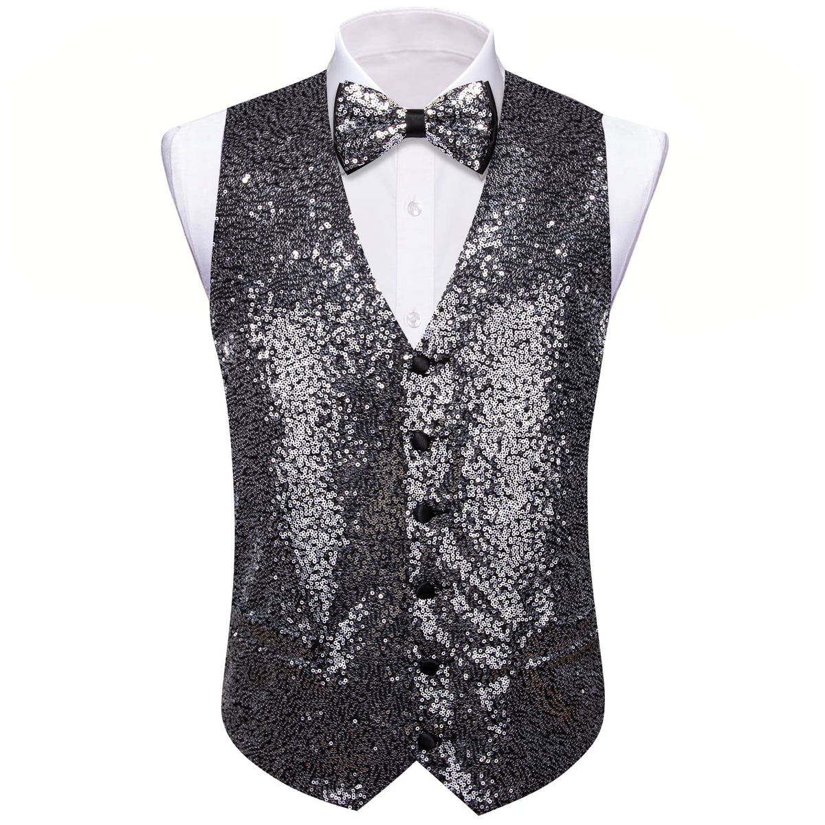 Sequin dark grey waistcoat for Men  grey vest mens