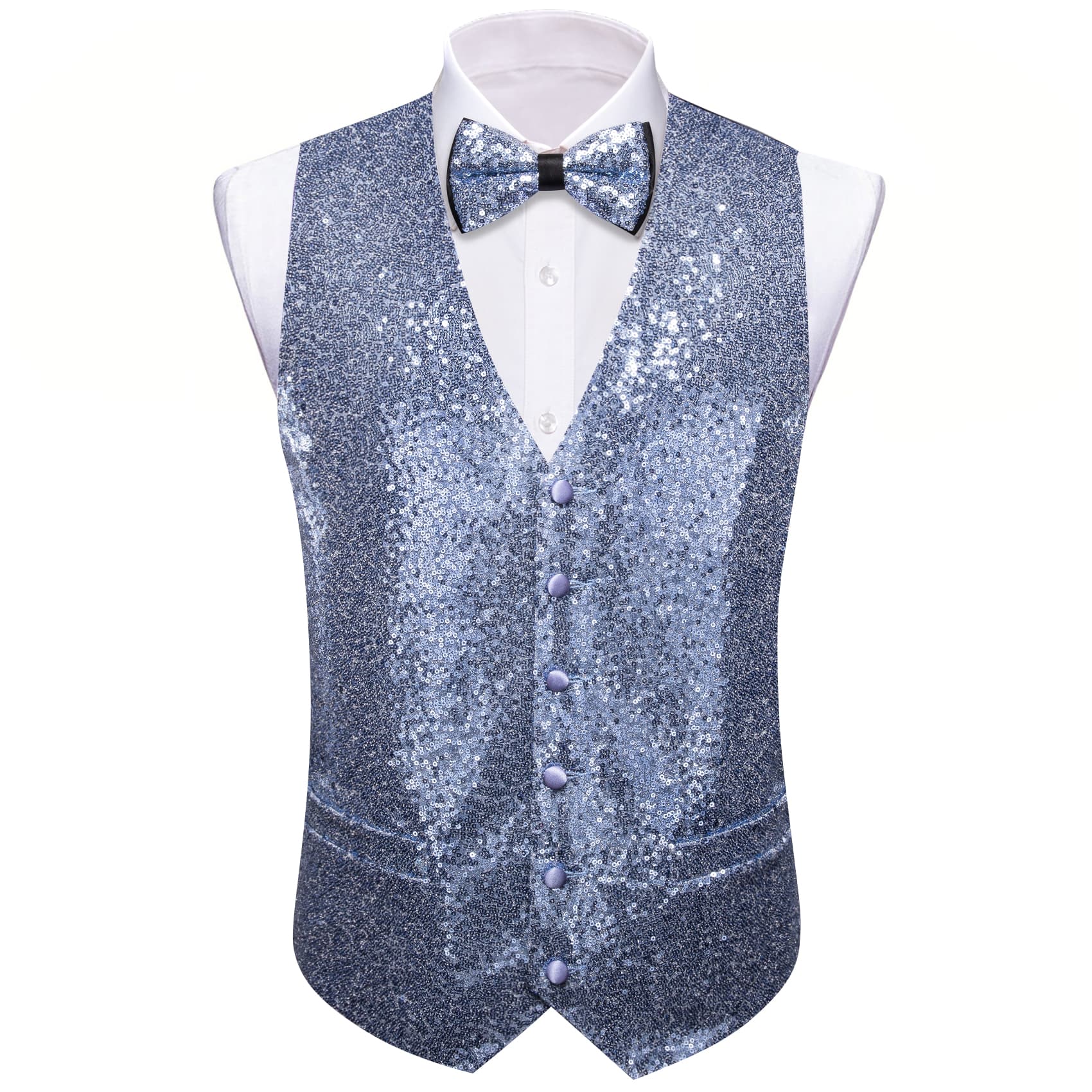 white shirt sky blue no collar vest for wedding mens formal waistcoat set 