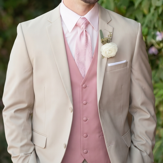 Barry. Wang Mens Pink Suit Vest Solid Prom Dress Vest Tie Bowtie Hanky Cufflinks Set