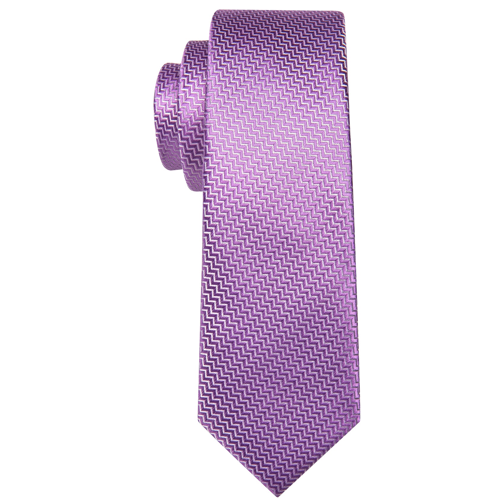 Men's Purple Ripple Silk 63 Inches Extra Long Tie Hanky Cufflinks Set