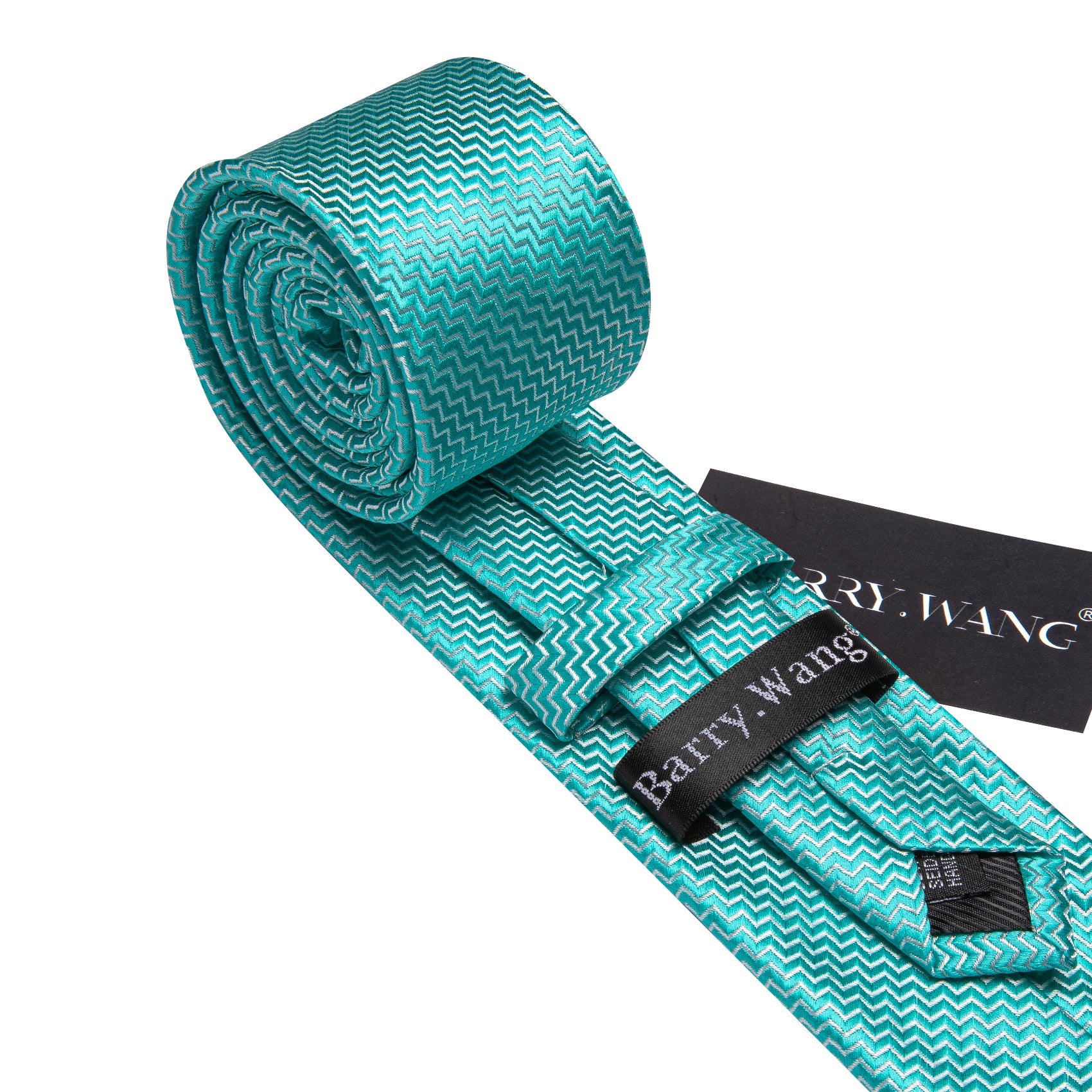  Sea Foam Ripple Silk Men Extra Long Tie Hanky Cufflinks Set