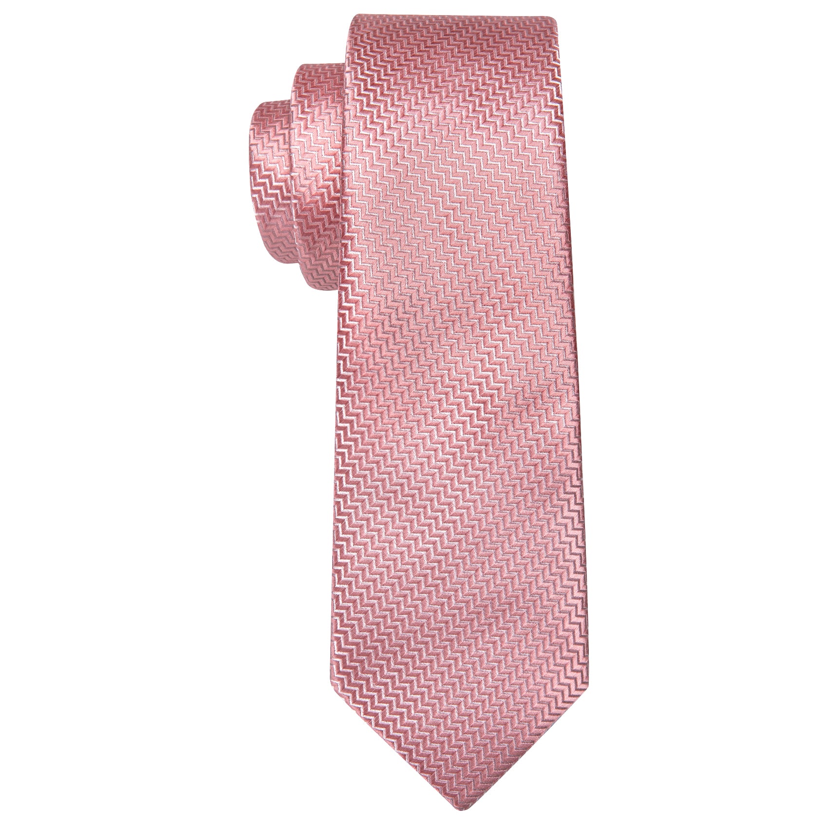 Pink Ripple Silk 63 Inch Extra Long Tie Hanky Cufflinks Set