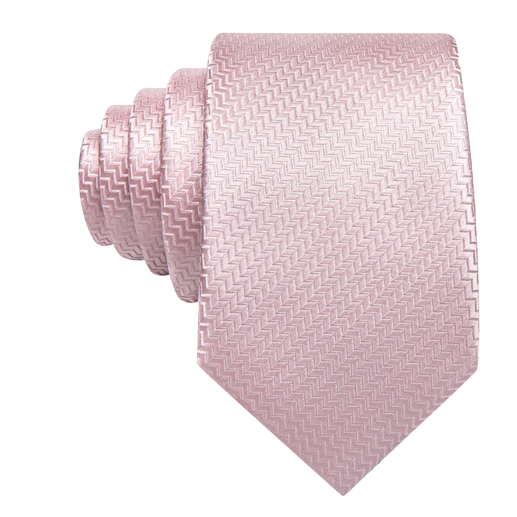 Pale Pink Silk 63 Inches Extra Long Tie Hanky Cufflinks Set