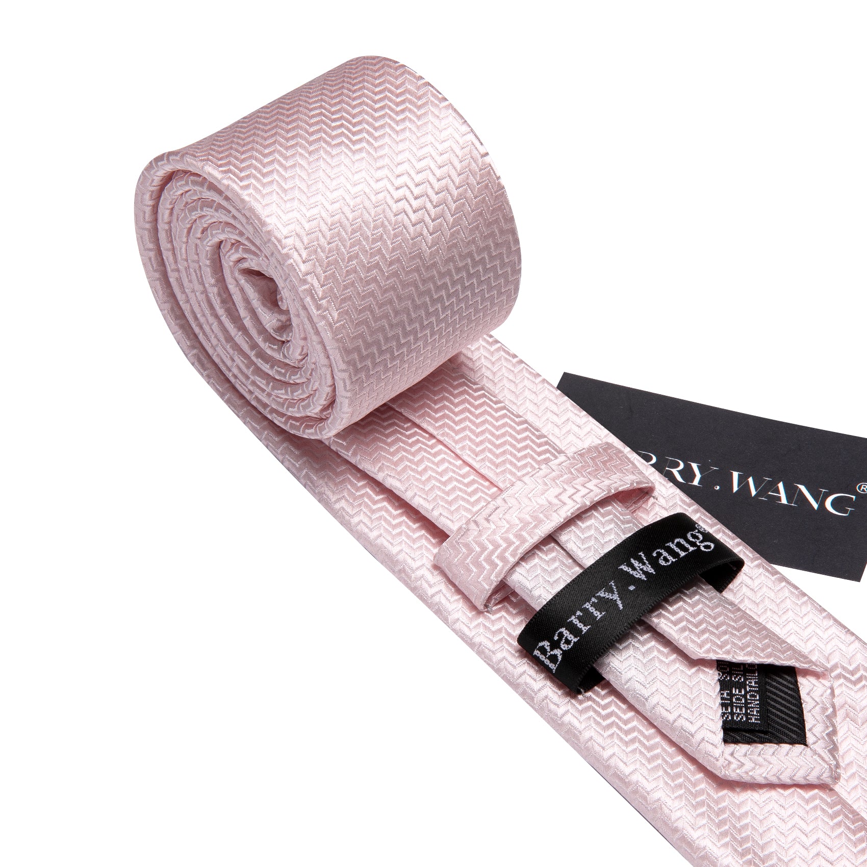 Pale Pink Silk 63 Inches Extra Long Tie Hanky Cufflinks Set