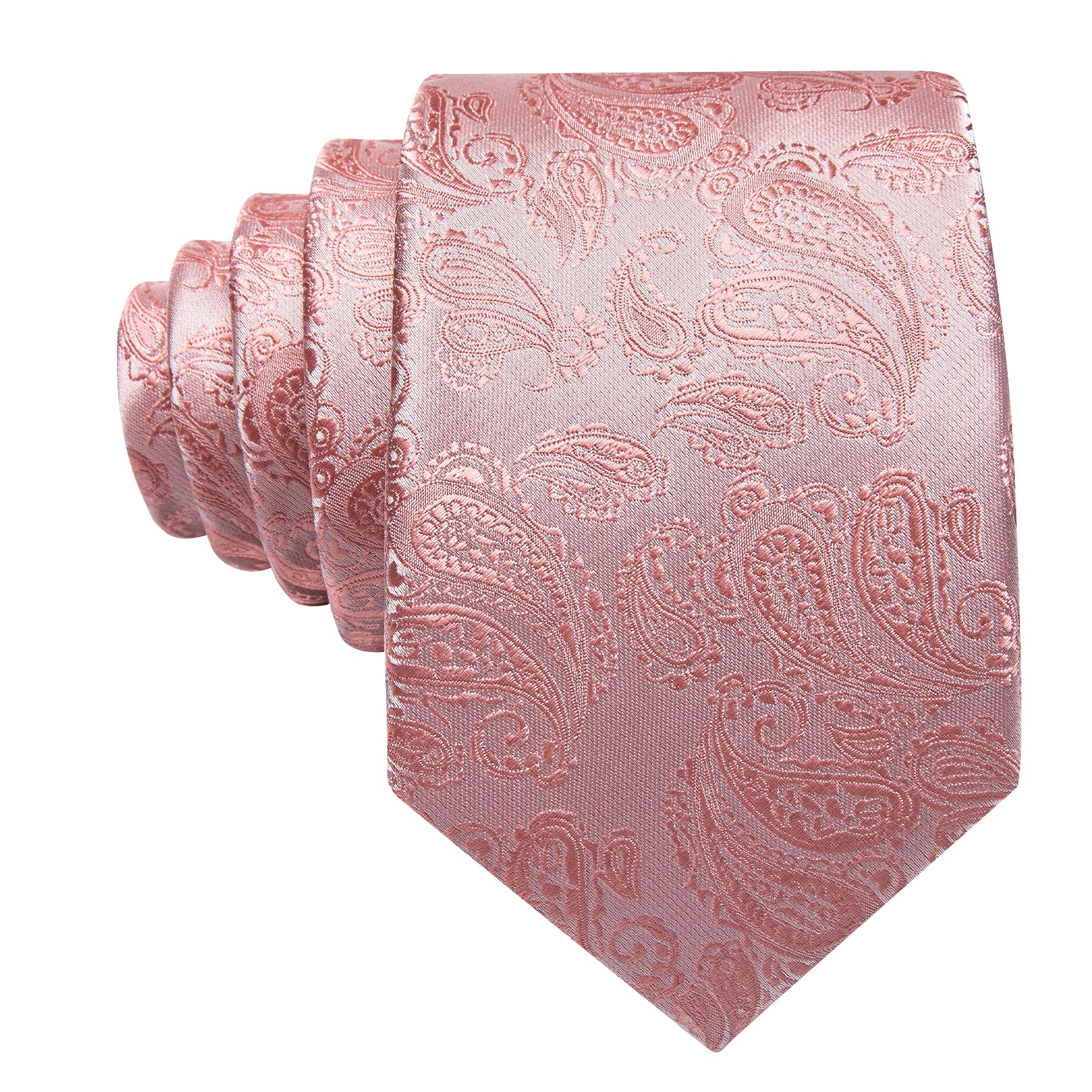 Pink Paisley 63 Inches Extra Long Tie Hanky Cufflinks Set