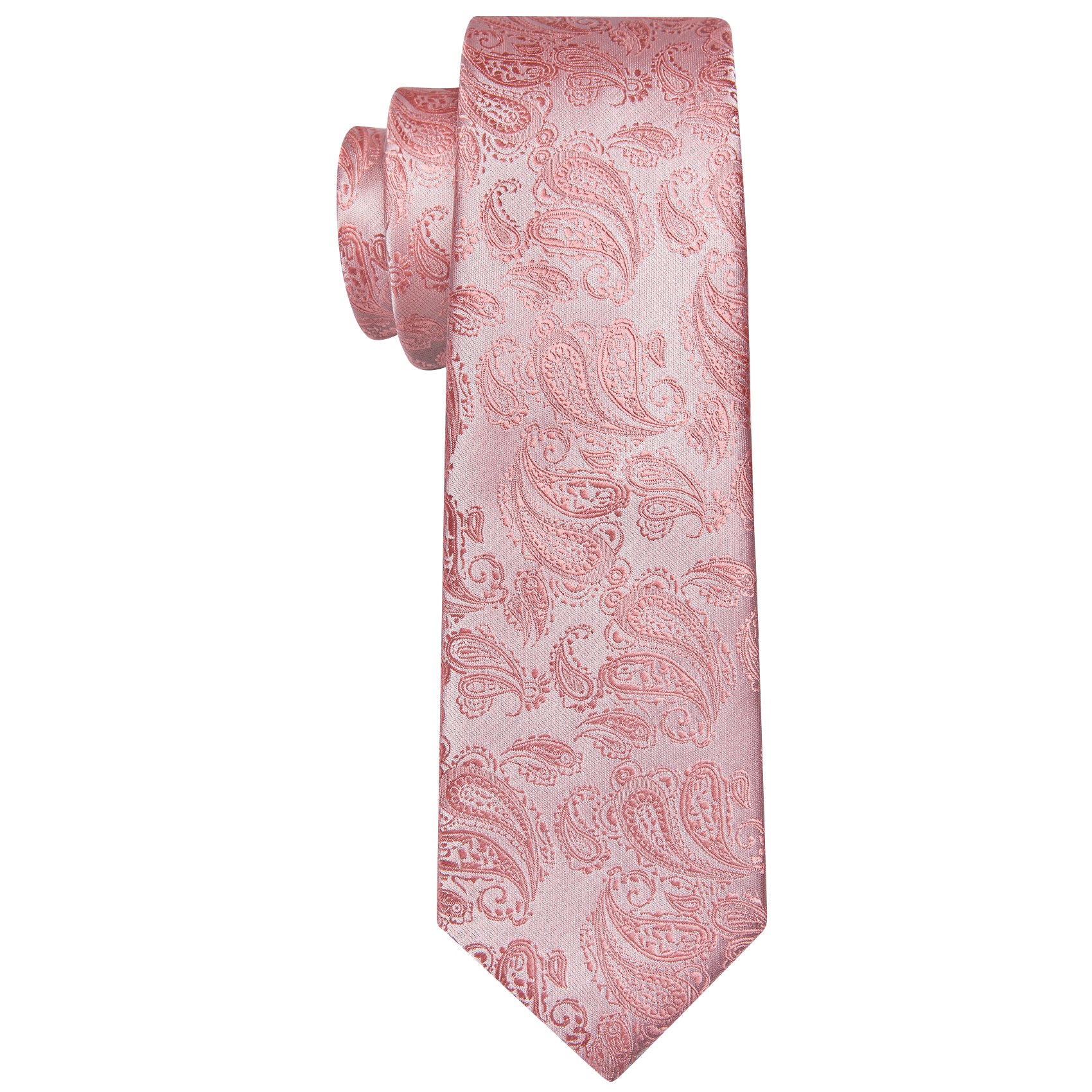 Pink Paisley Silk 63 Inches Extra Long Tie Hanky Cufflinks Set