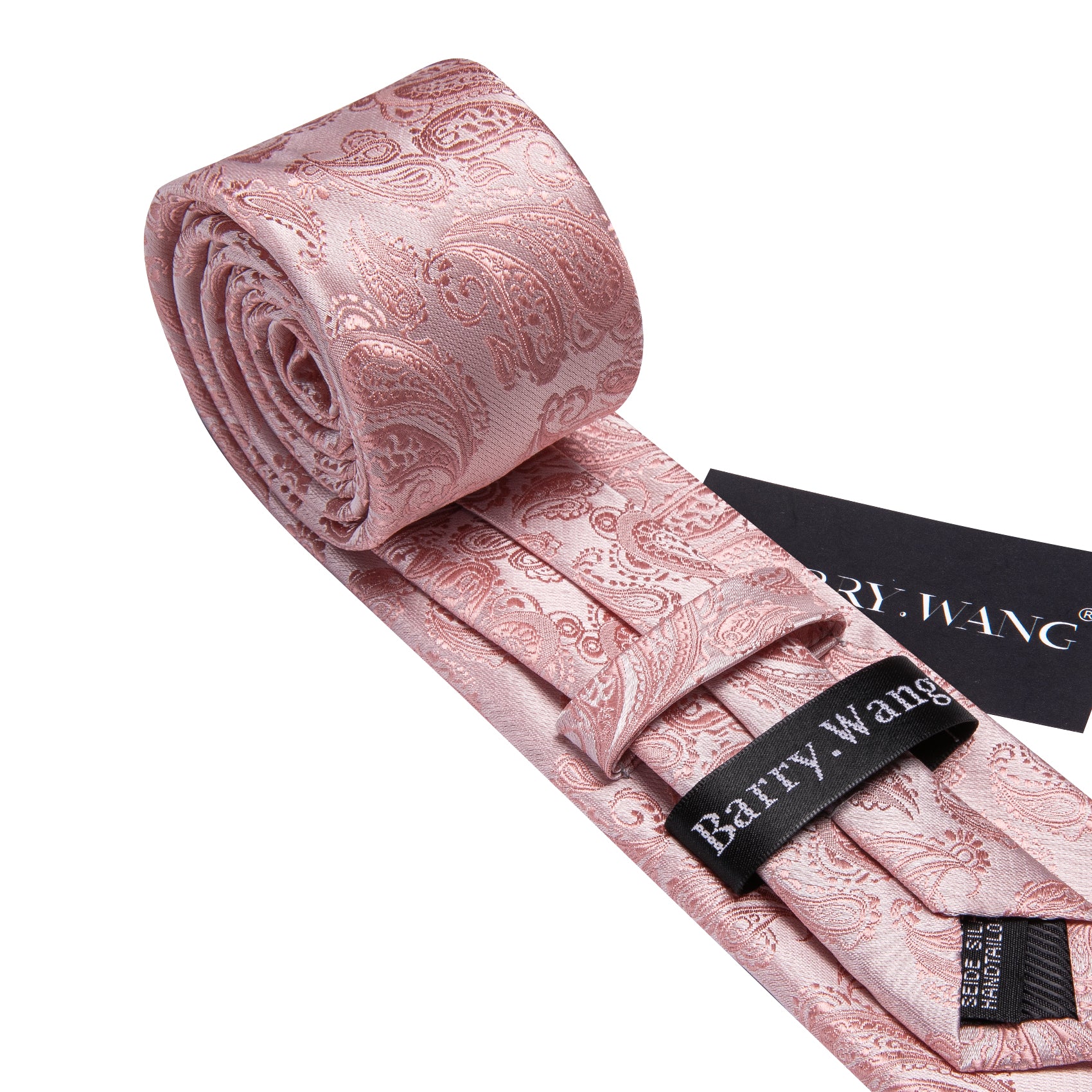 Pink Paisley 63 Inches Extra Long Tie Hanky Cufflinks Set