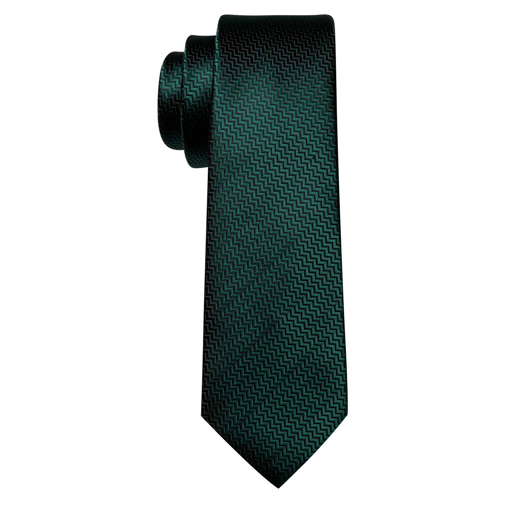 Green Silk 63 Inches Extra Long Tie Pocket Square Cufflinks Set