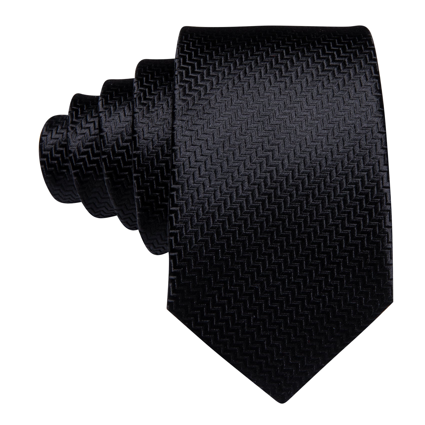 Barry.wang Extra Long Tie Black Solid Silk 63 Inches Men's Tie Pocket Square Cufflinks Set