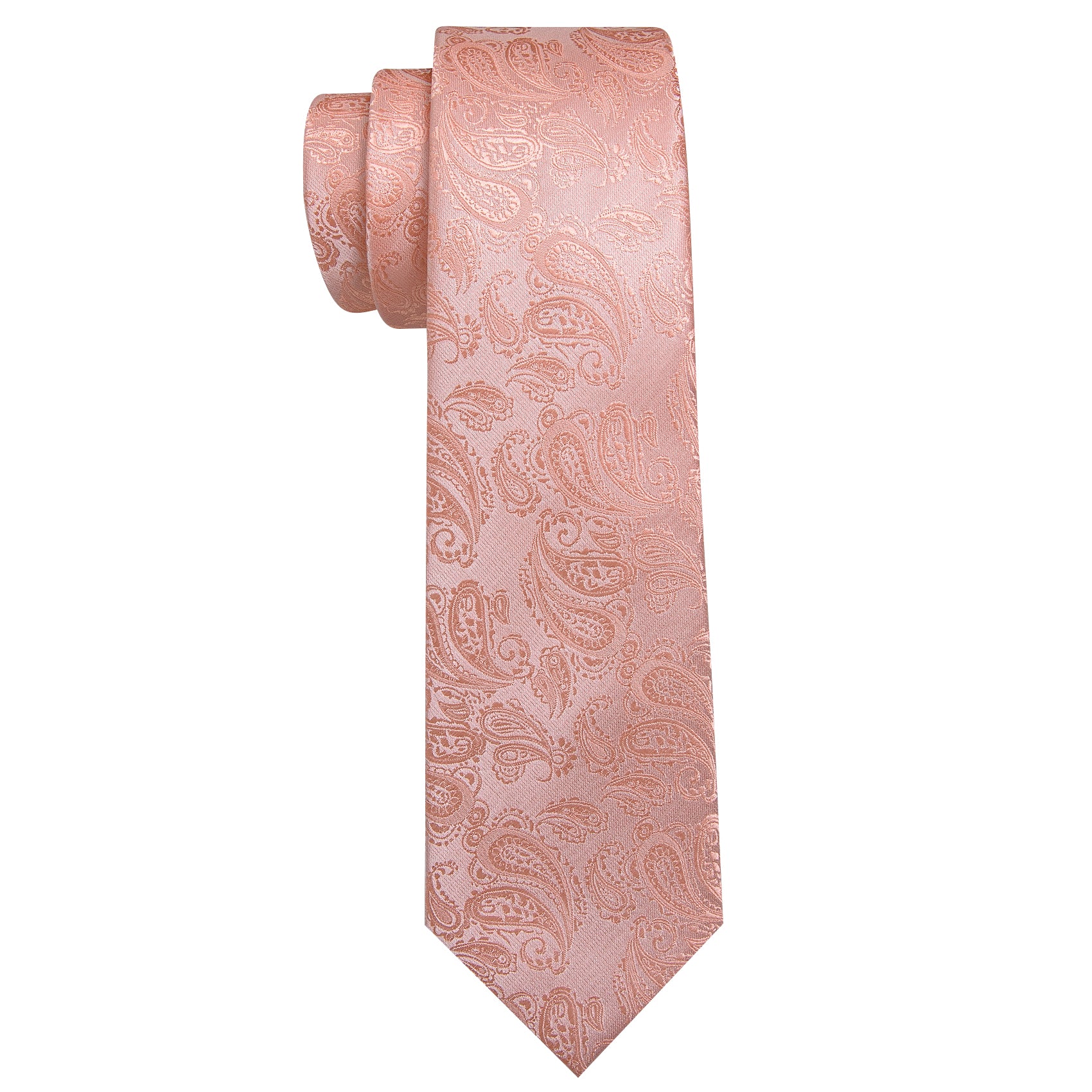 Misty Rose Paisley Silk 63 Inches Extra Long Tie Hanky Cufflinks Set