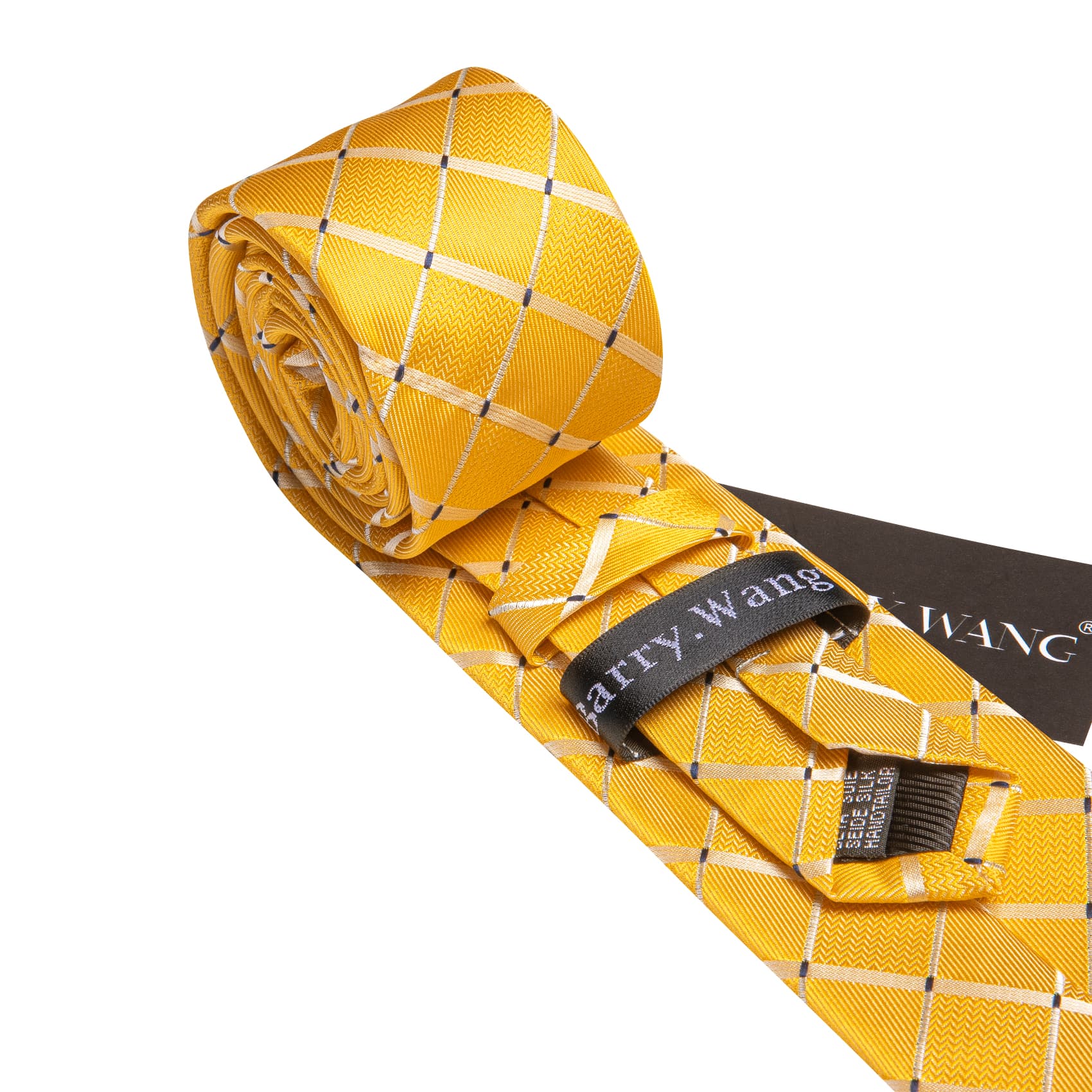  Yellow Tie Mens Beige Stripes Checkered Necktie Set