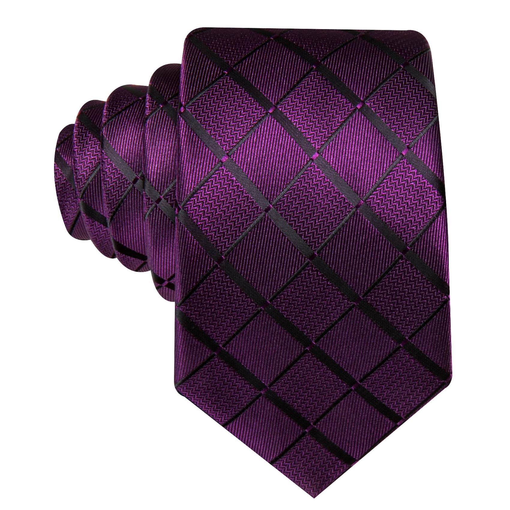 black suit purple tie