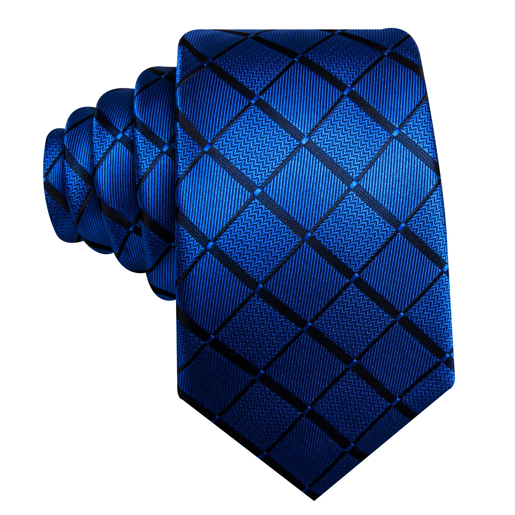 Barry. Wang Navy Blue Tie Black Lines Plaid Men's Wedding Necktie Set Barry. Wang Navy Blue Tie Black Lines Plaid Men's Wedding Necktie Set