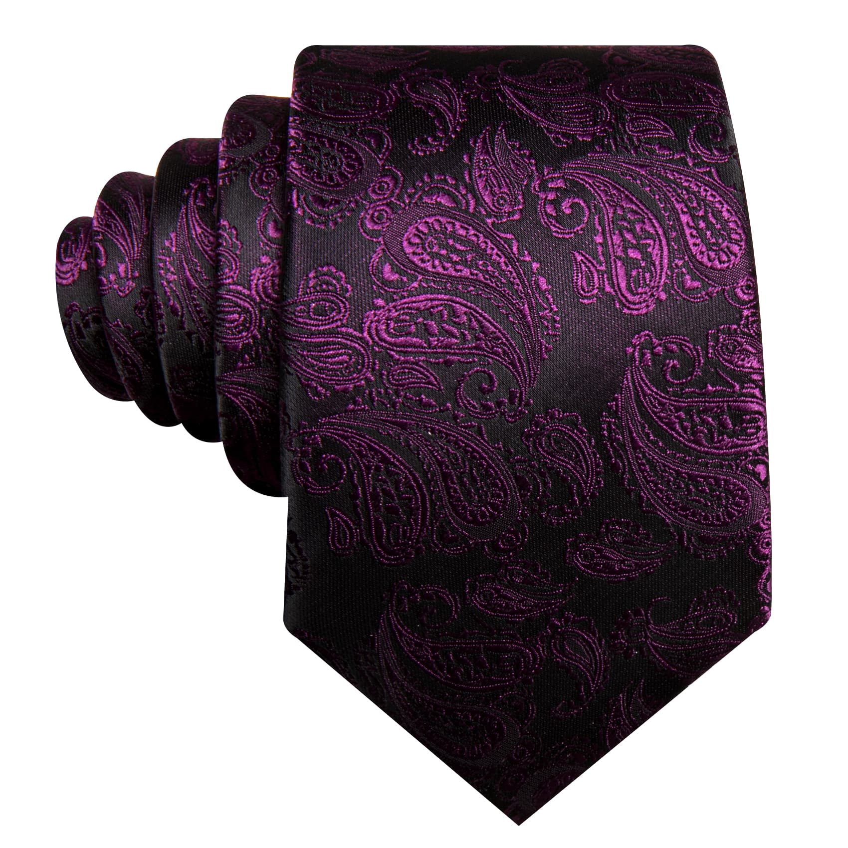 black mens extra large necktie purple jaccquard paisley pattern tie 