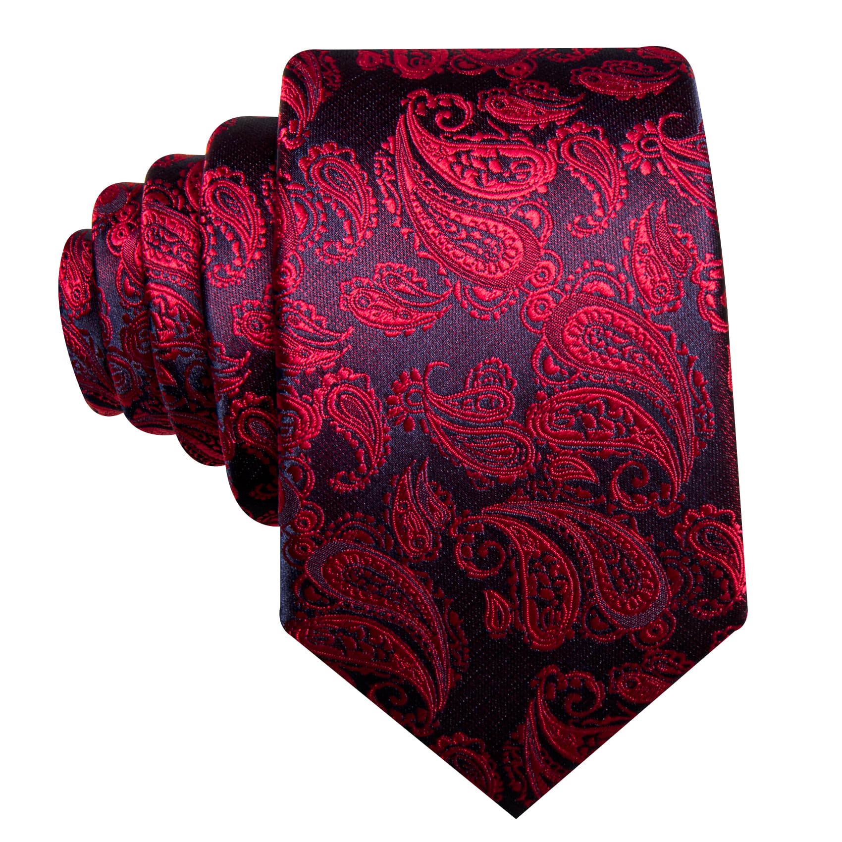 male's res blue necktie jacquard red pailey pattern  black suit with maroon tie