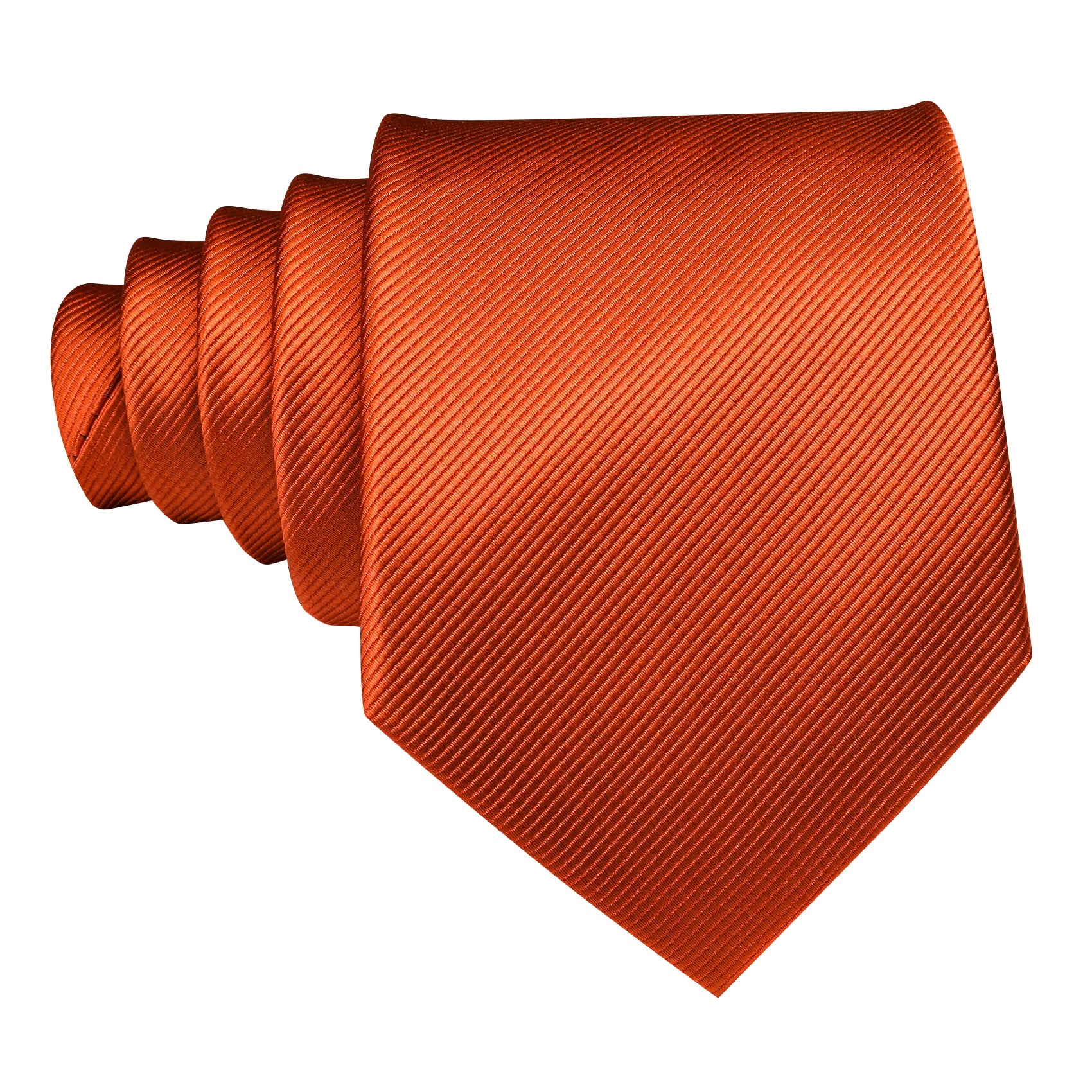 Orange Solid Silk Tie Handkerchief Cufflinks Set