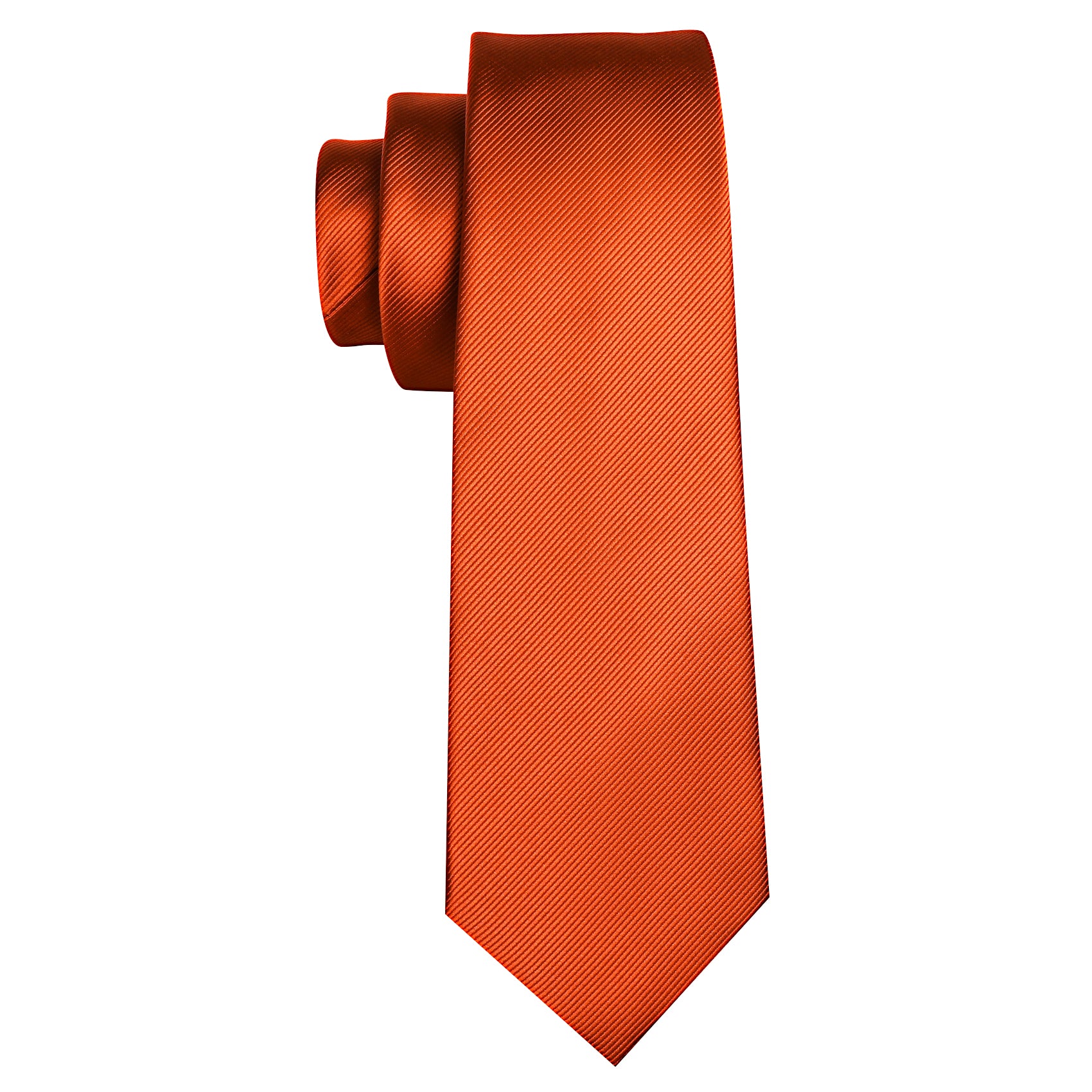 black suit burnt orange tie