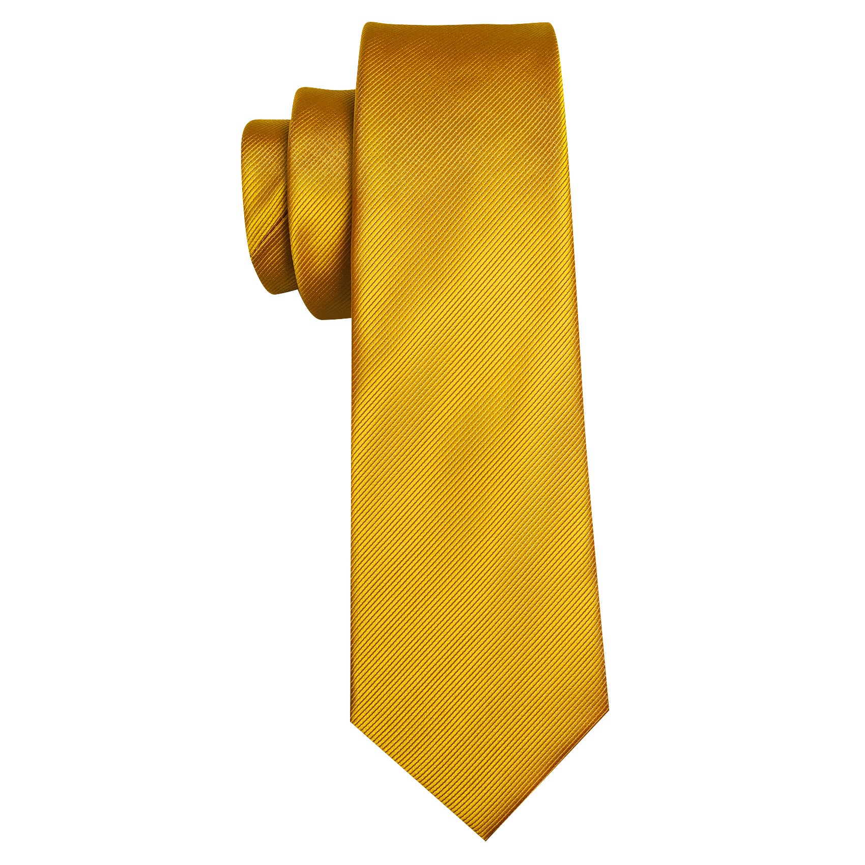 Gold Yellow Solid Silk Tie Handkerchief Cufflinks Set
