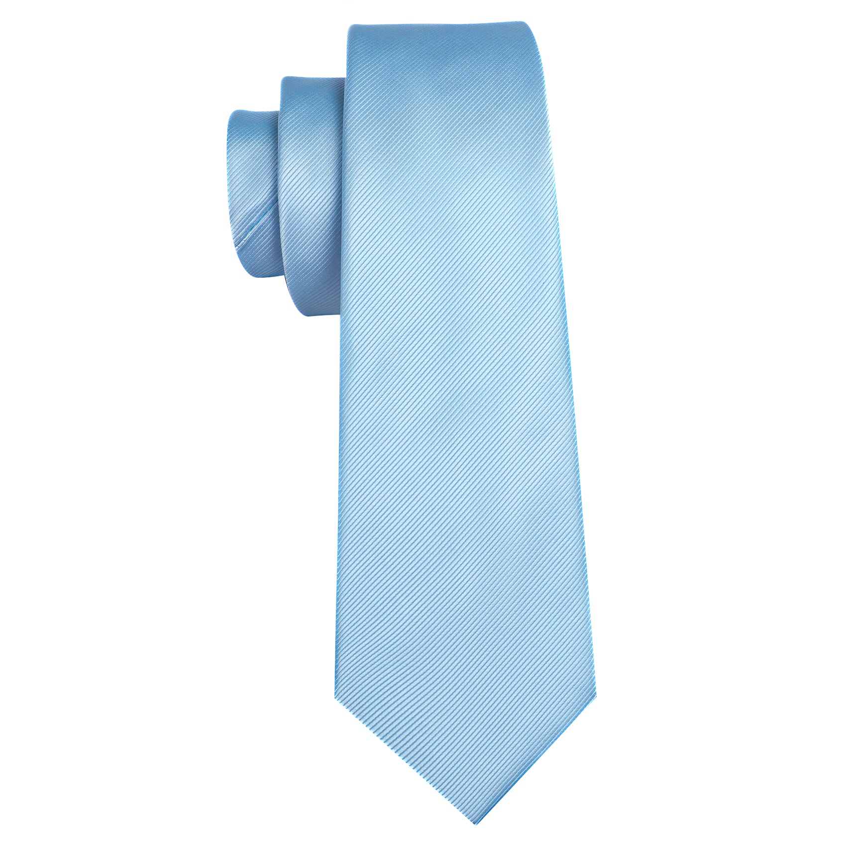 Light Cornflower Blue Tie Solid Necktie Hanky Cufflinks Set