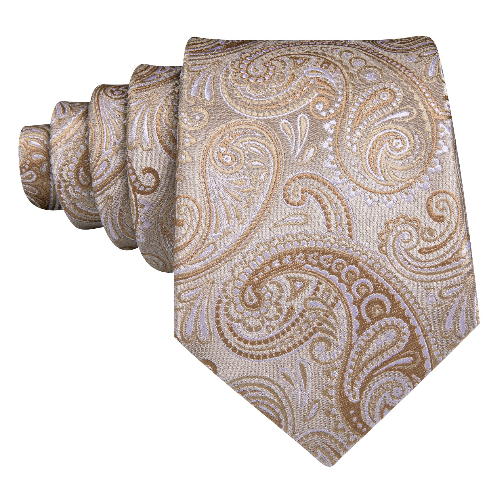 Seashell Paisley Silk Tie Pocket Square Cufflinks Set