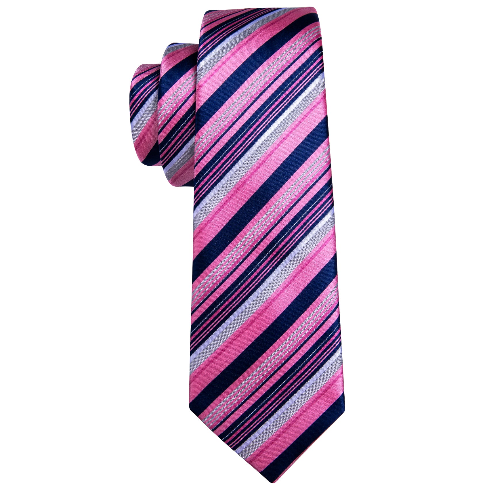 Barry. Wang Pink Lilac Blue Striped Silk Necktie Pocket Square Cufflin