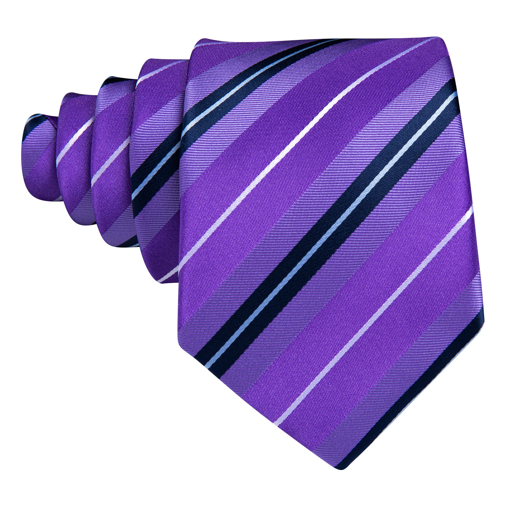 blue purple black white stripes necktie for men 
