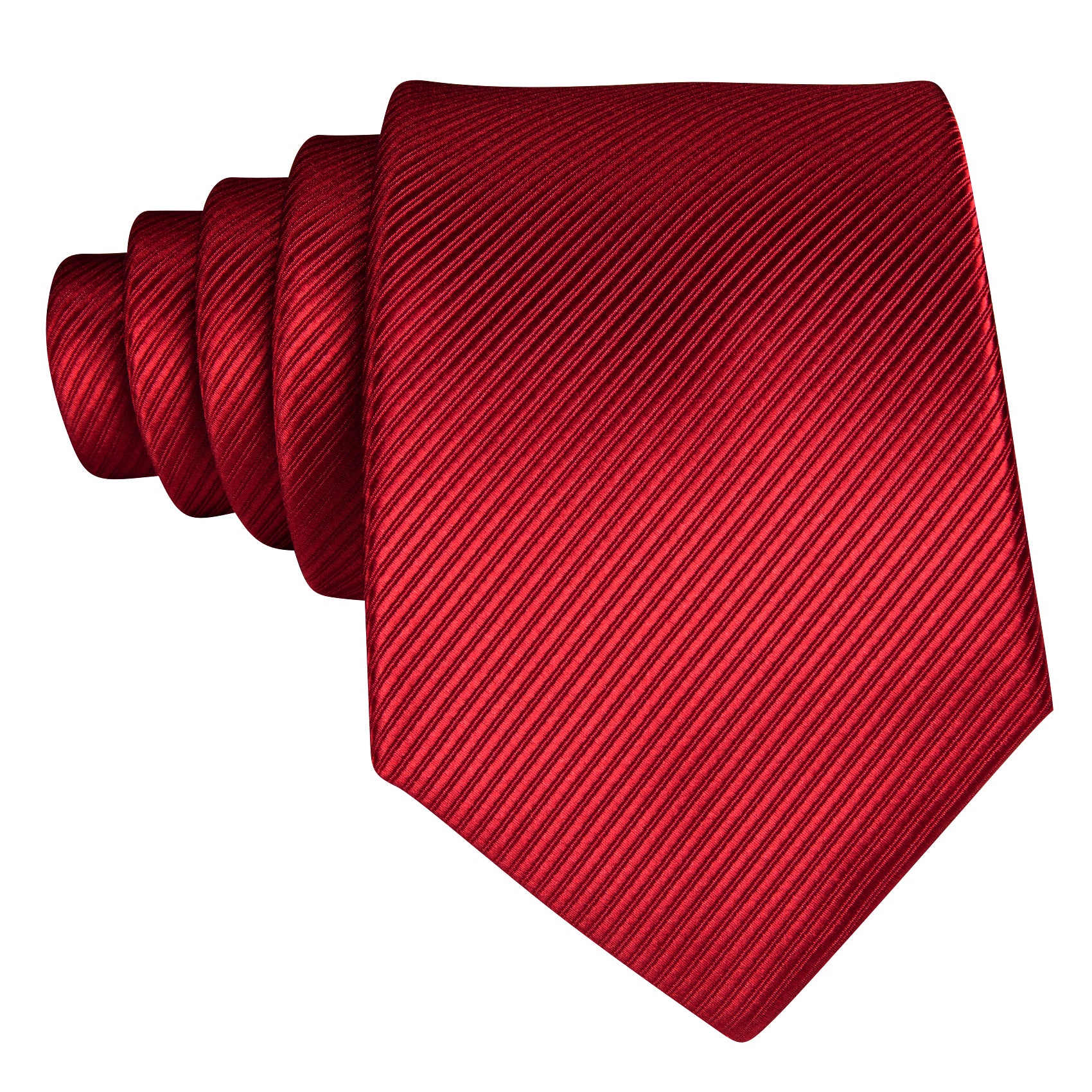 Strong Red Solid Silk Tie Pocket Square Cufflinks Set