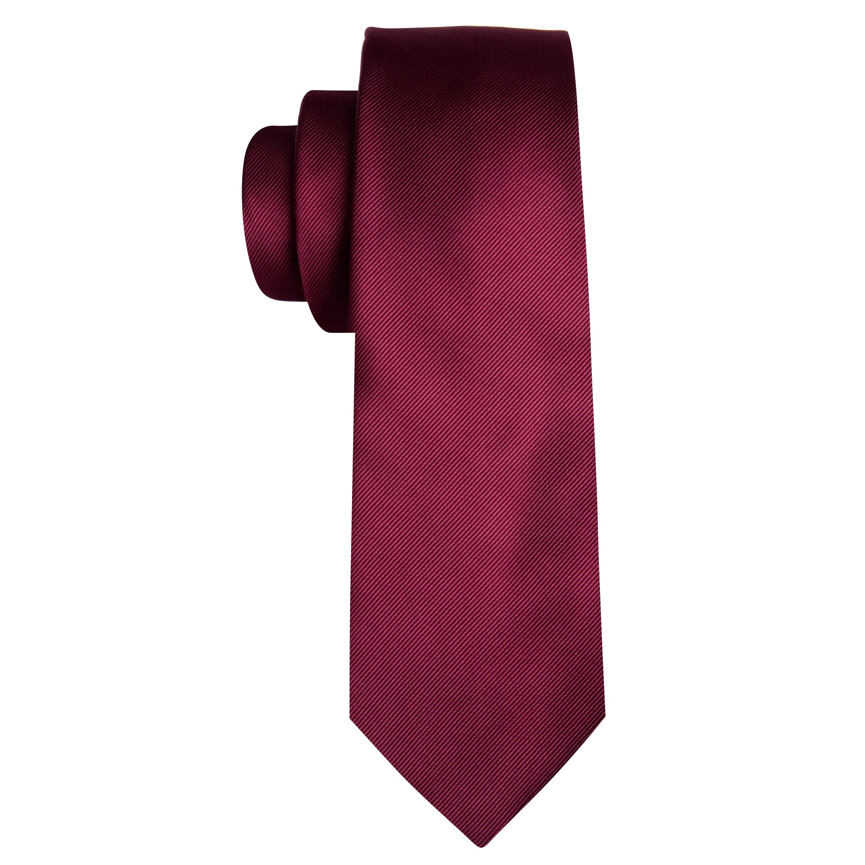 Bright Dark Red Solid Silk Tie Pocket Square Cufflinks Set