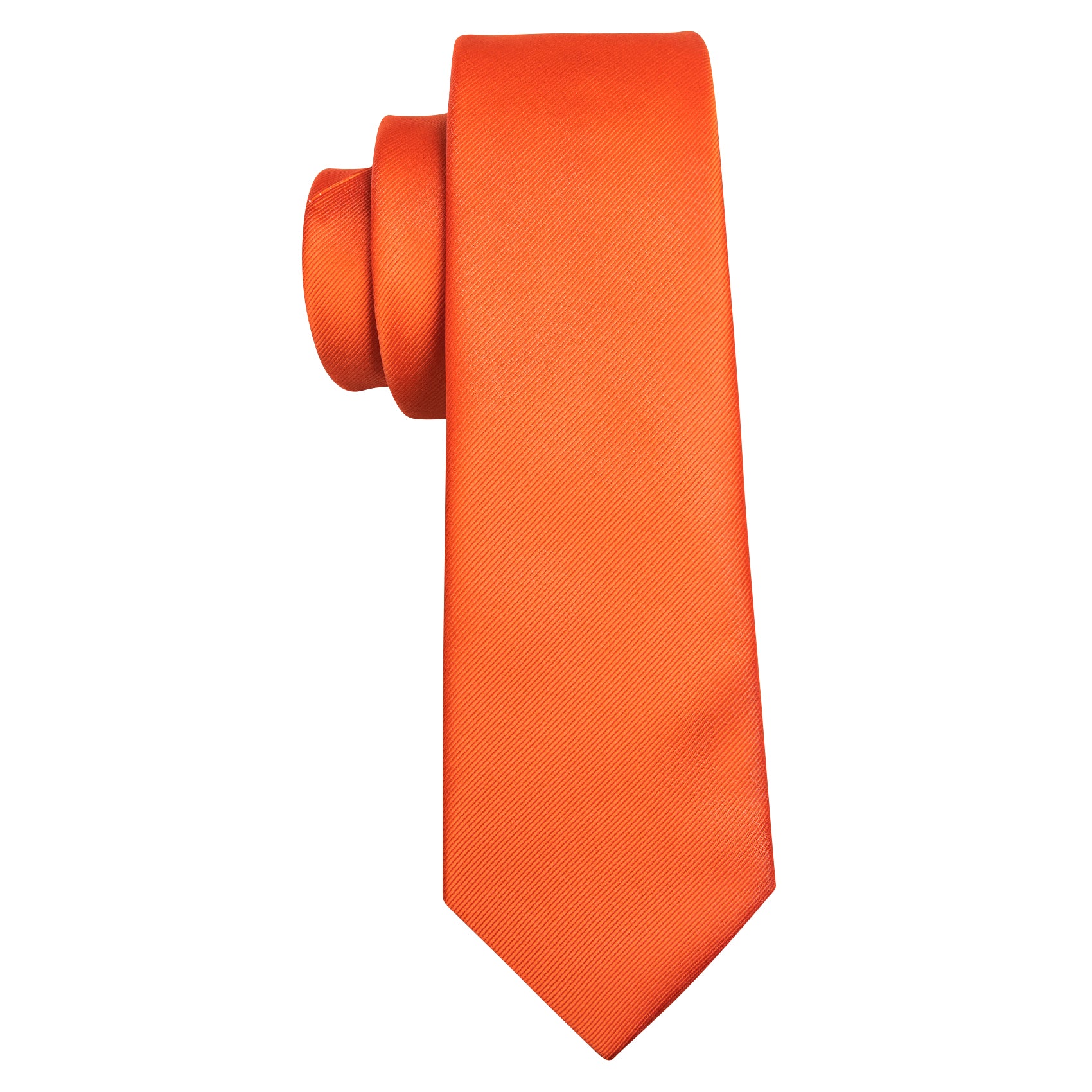 Barry.wang Orange Tie Woven Solid Silk Tie Pocket Square Cufflinks Set