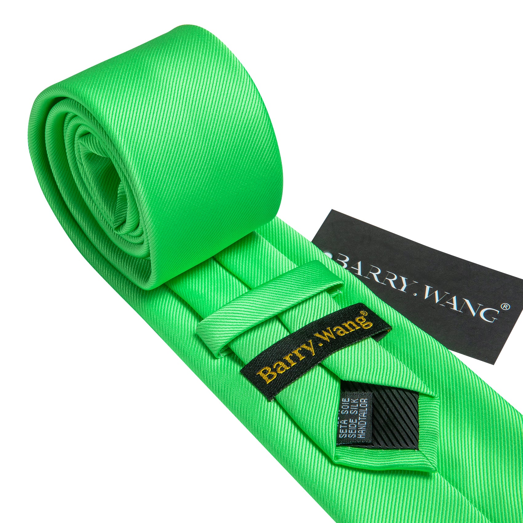 Bright Lime Green Solid Silk Tie Handkerchief Cufflinks Set