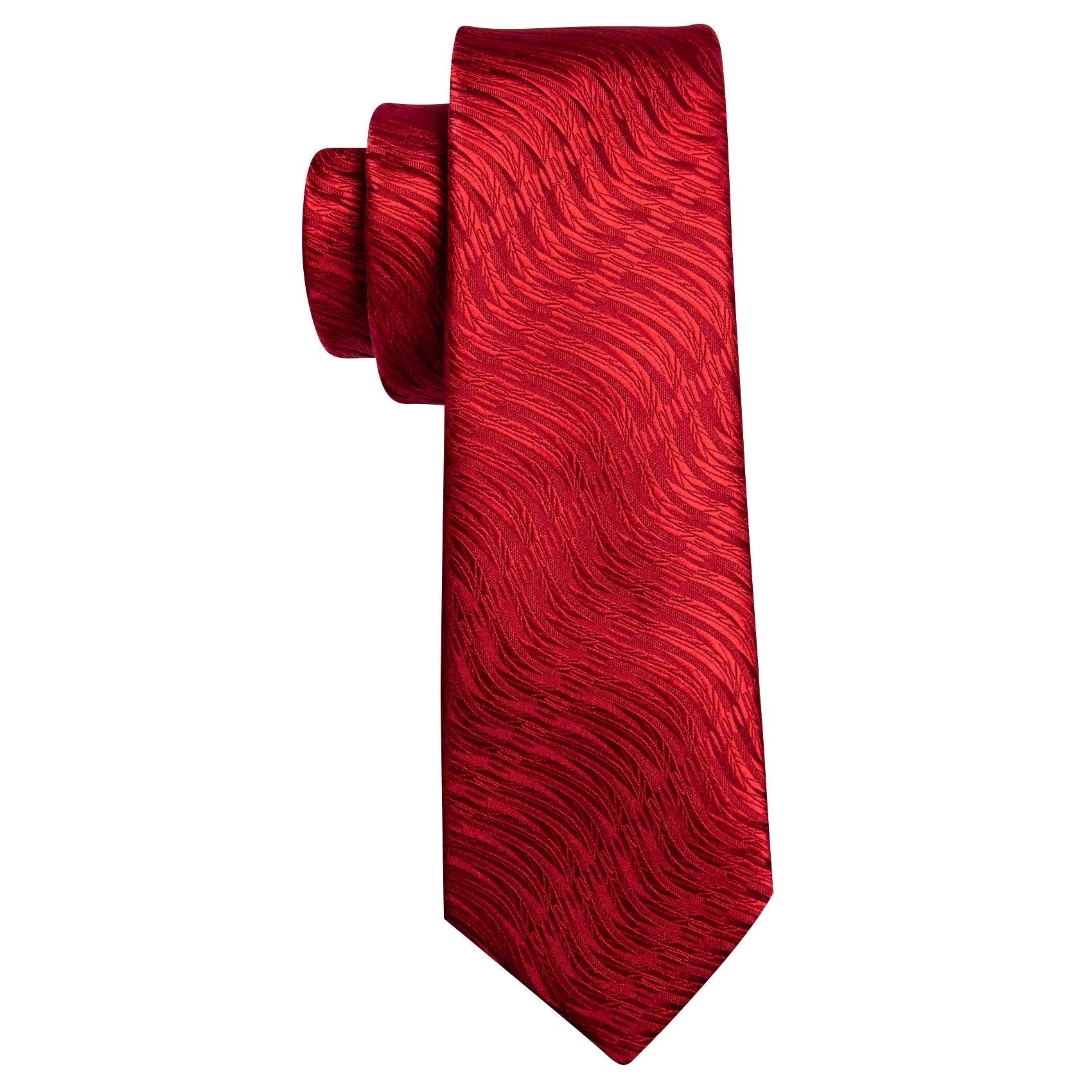 Red Floral Silk Tie Pocket Square Cufflinks Set