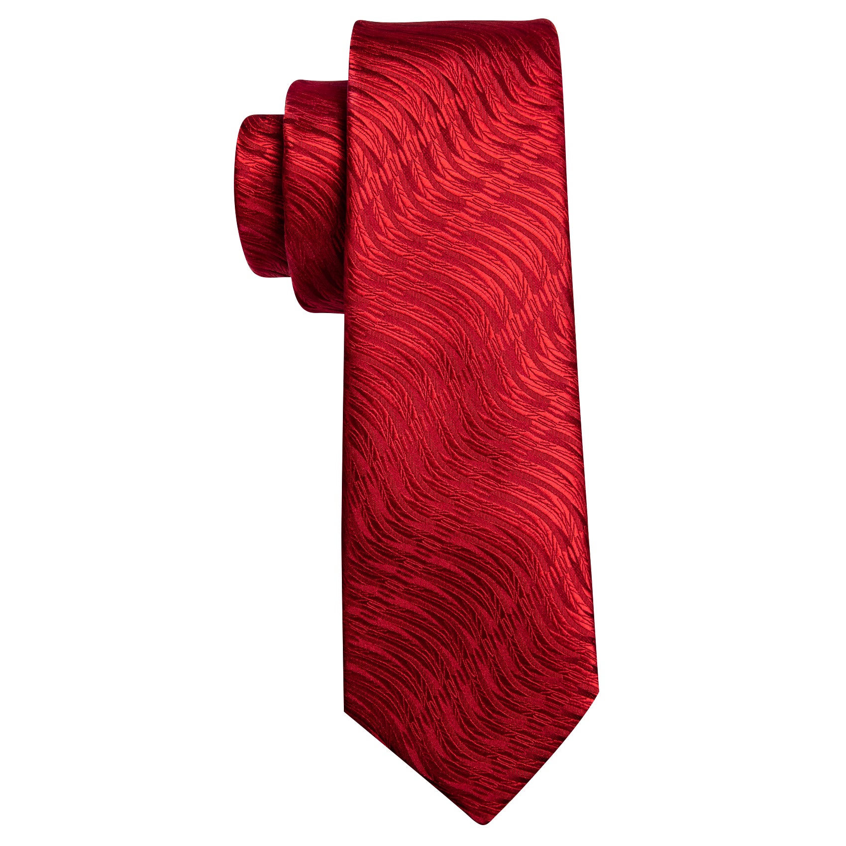suit and red tie