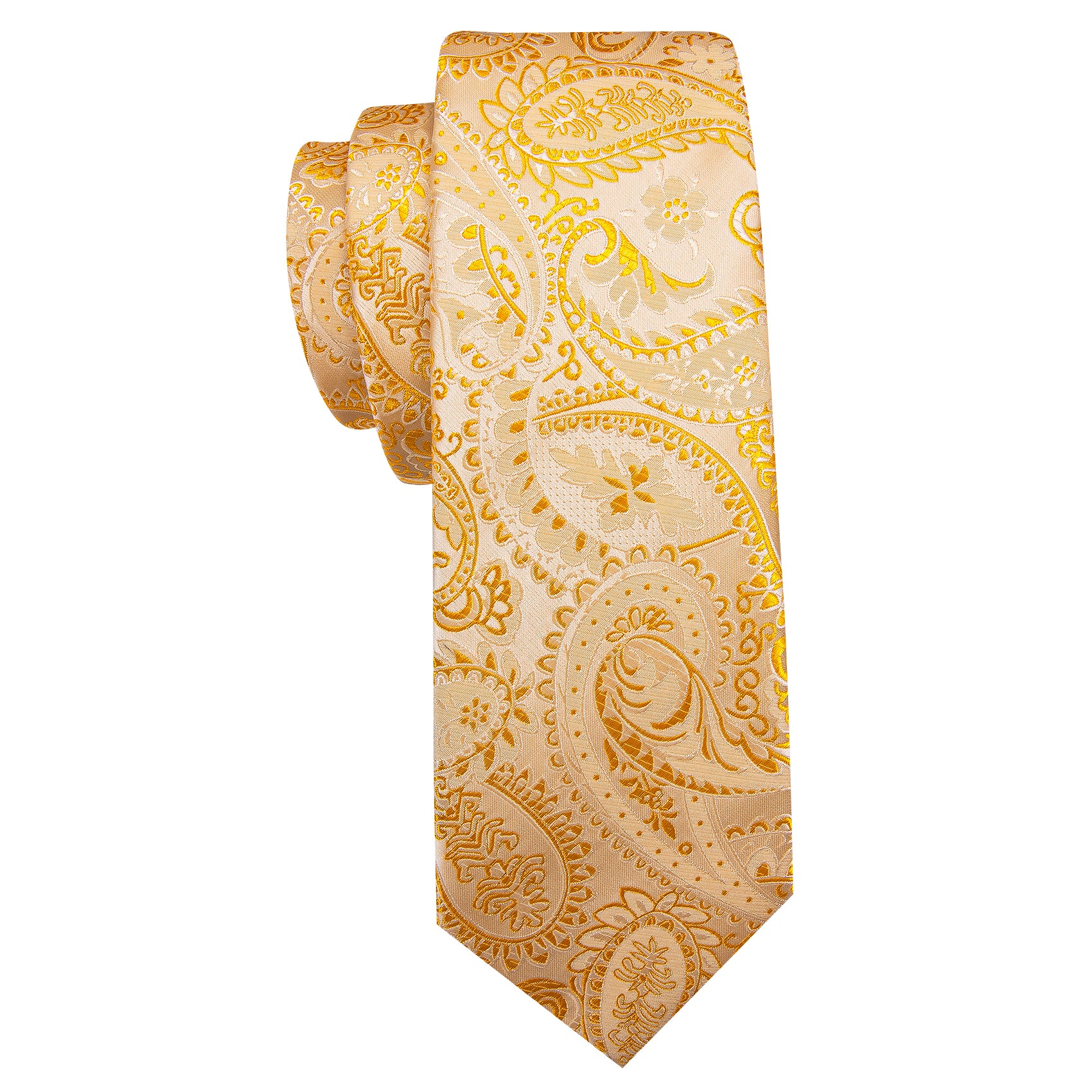 New Orange Silver Paisley Silk Tie Handkerchief Cufflinks Set