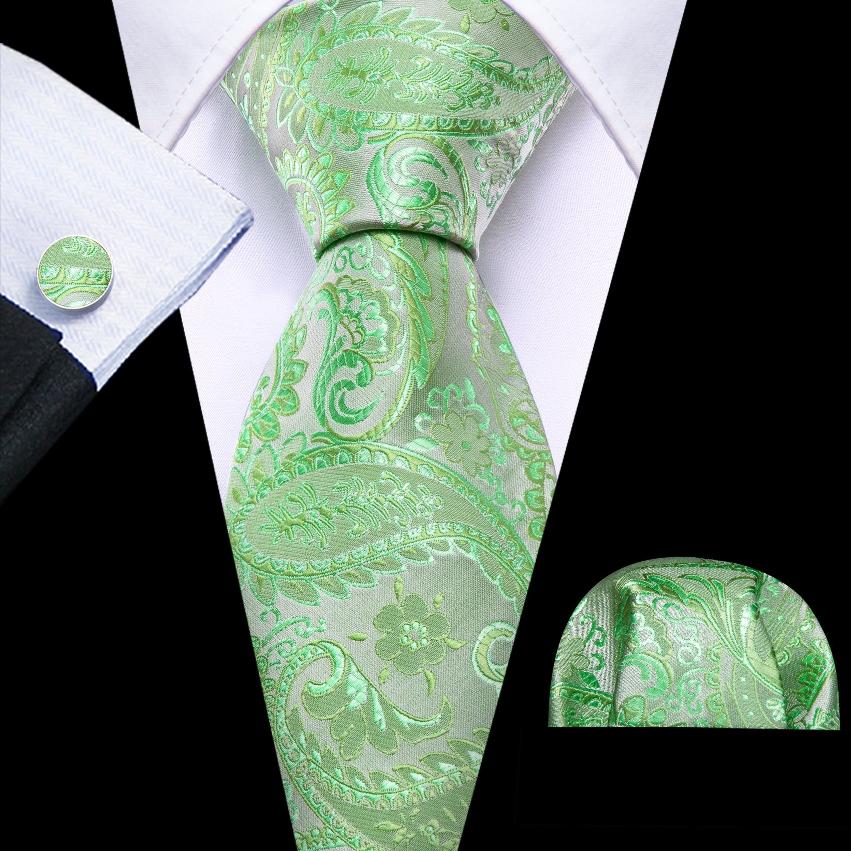 Light Green Paisley Tie for men 