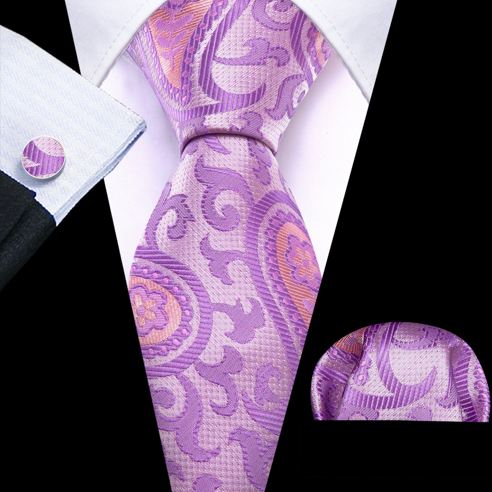 light purple tie set with men pocket square