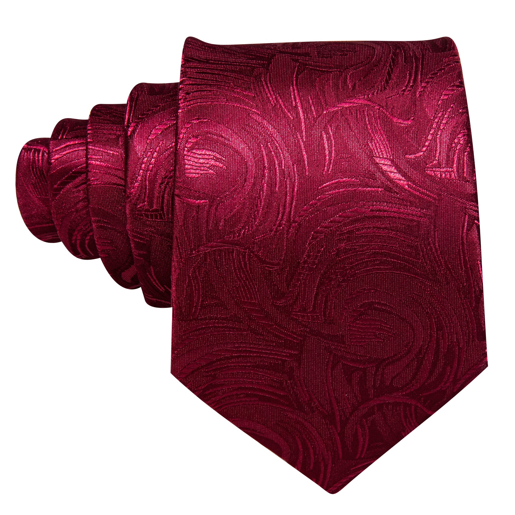  Fire Brick Red Paisley Silk Tie Handkerchief Cufflinks Set