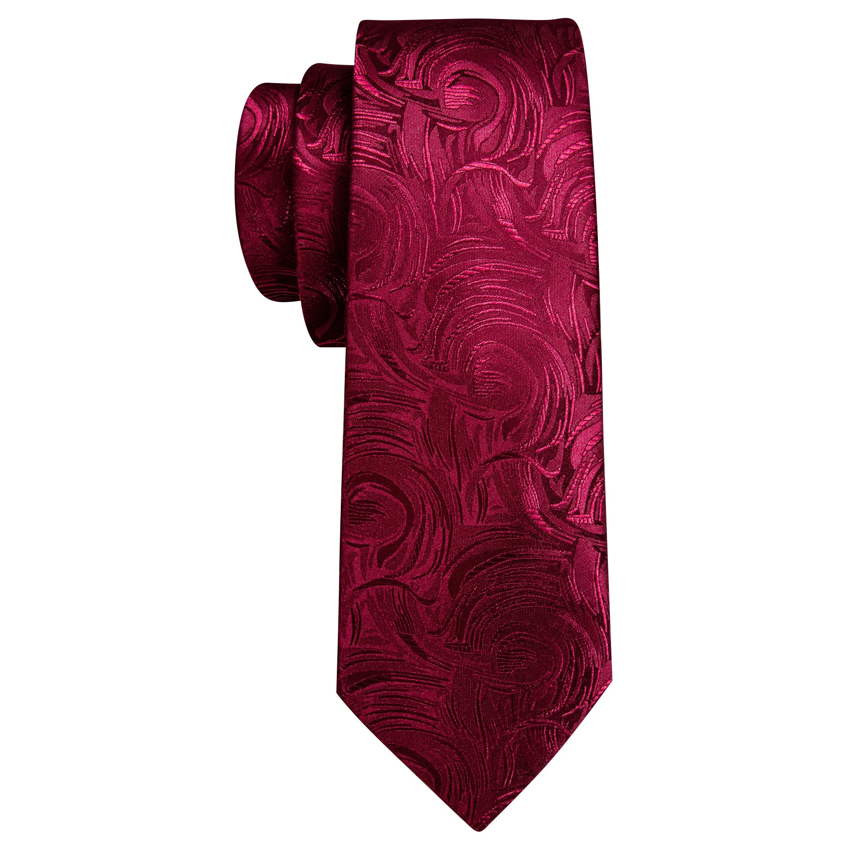  Fire Brick Red Paisley Silk Tie Handkerchief Cufflinks Set
