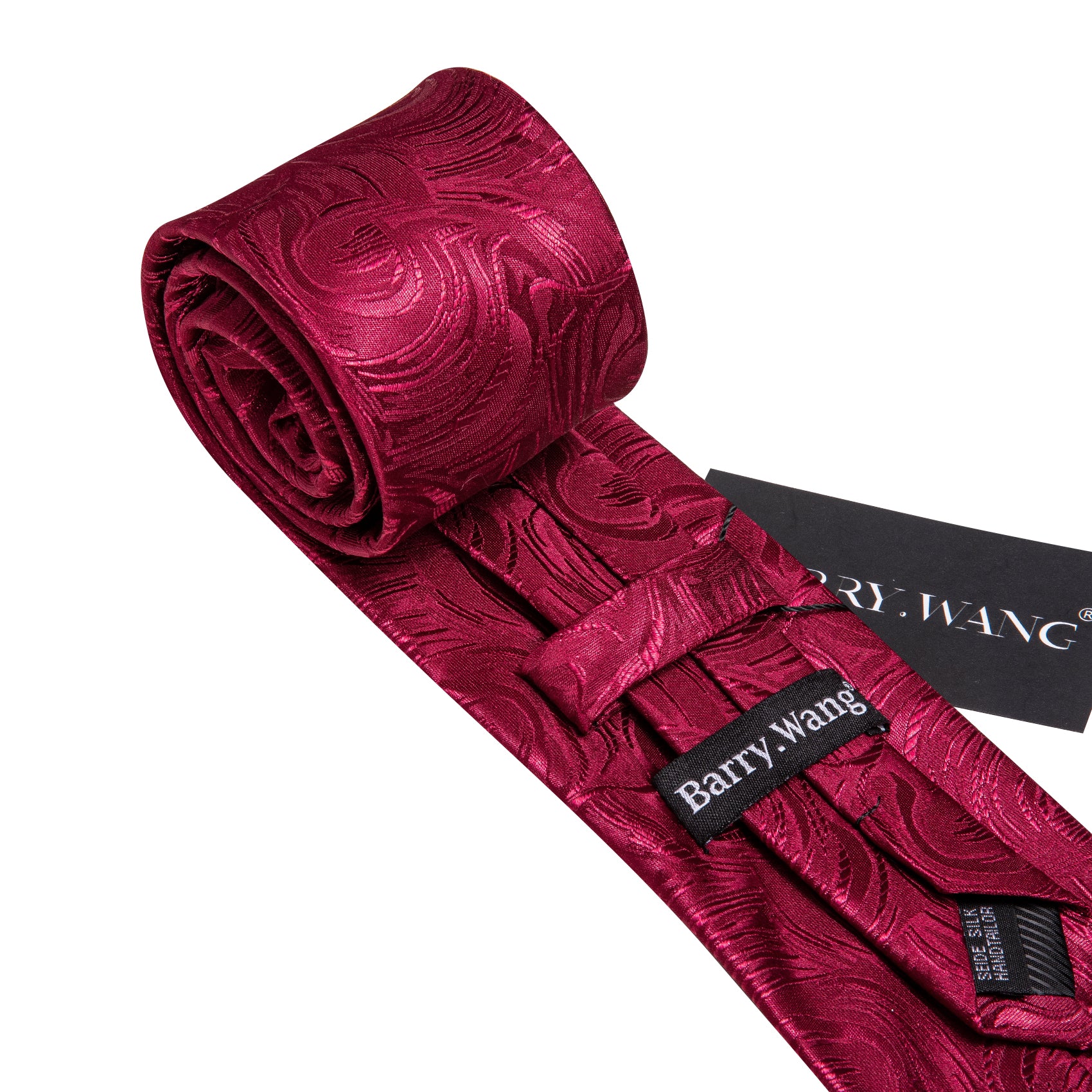  Fire Brick Red Paisley Silk Tie Handkerchief Cufflinks Set