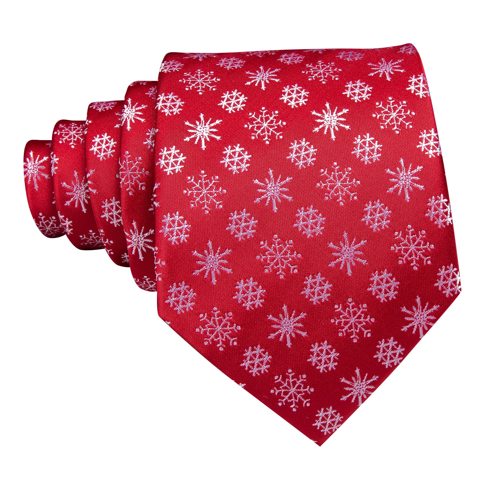 Christmas Red White Snowflake Men's Tie Pocket Square Cufflinks Set