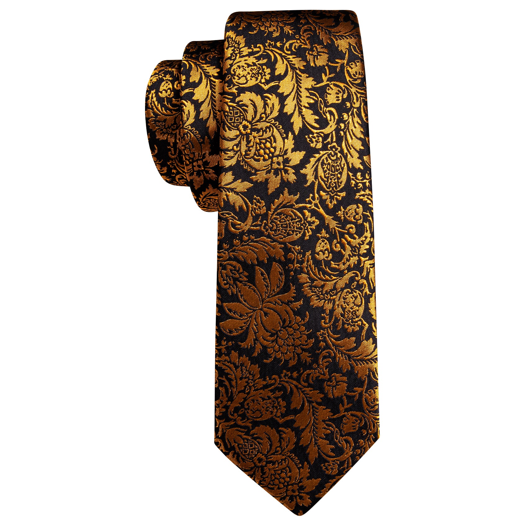 Black Gold Paisley Silk Tie Handkerchief Cufflinks Set