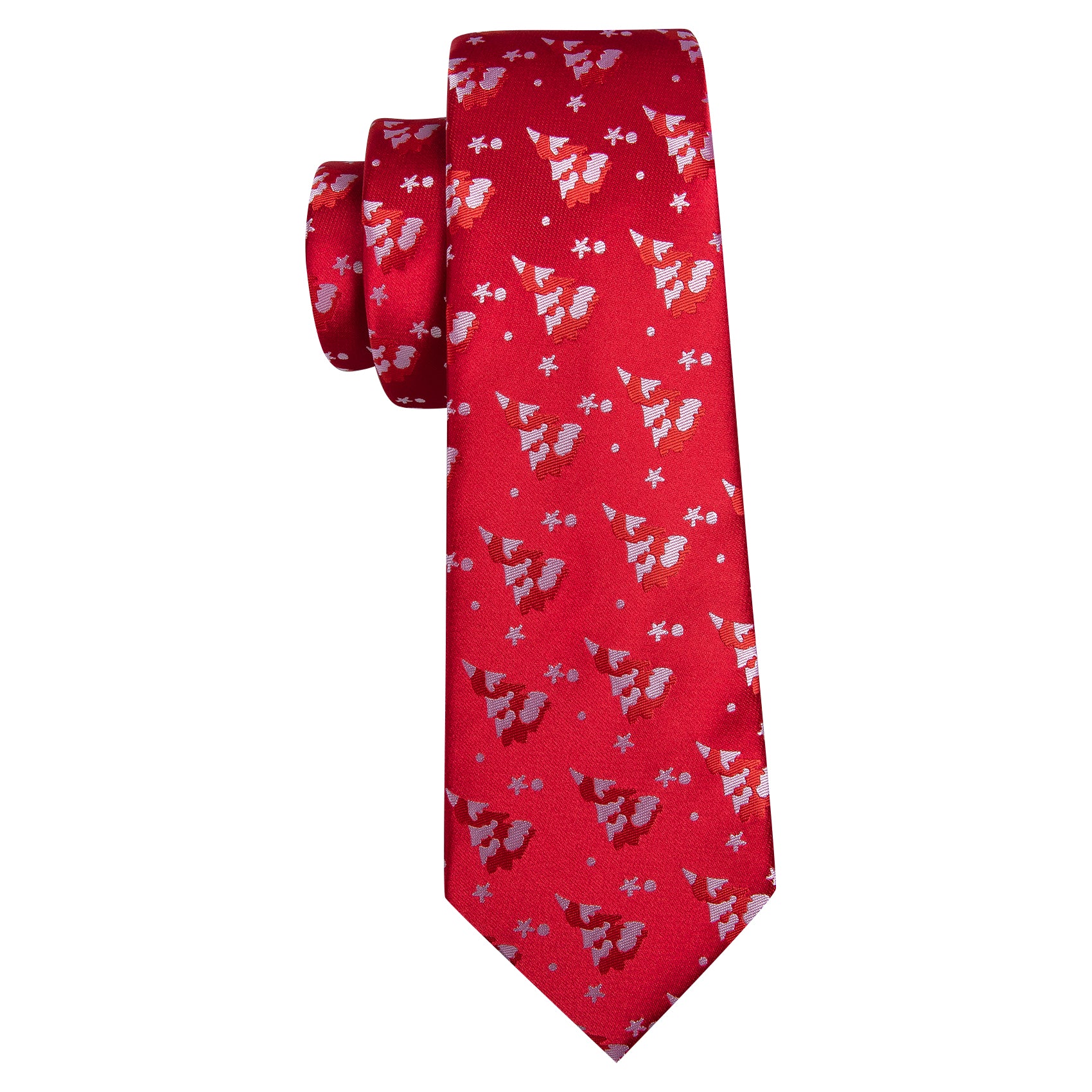 Rew White Christmas Tree Men's Tie Pocket Square Cufflinks Set