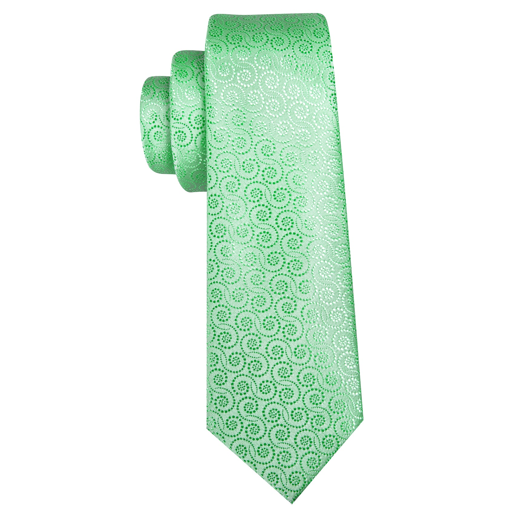 Light Green Tie Novetly Green Floral Silk Tie Handkerchief Cufflinks Set